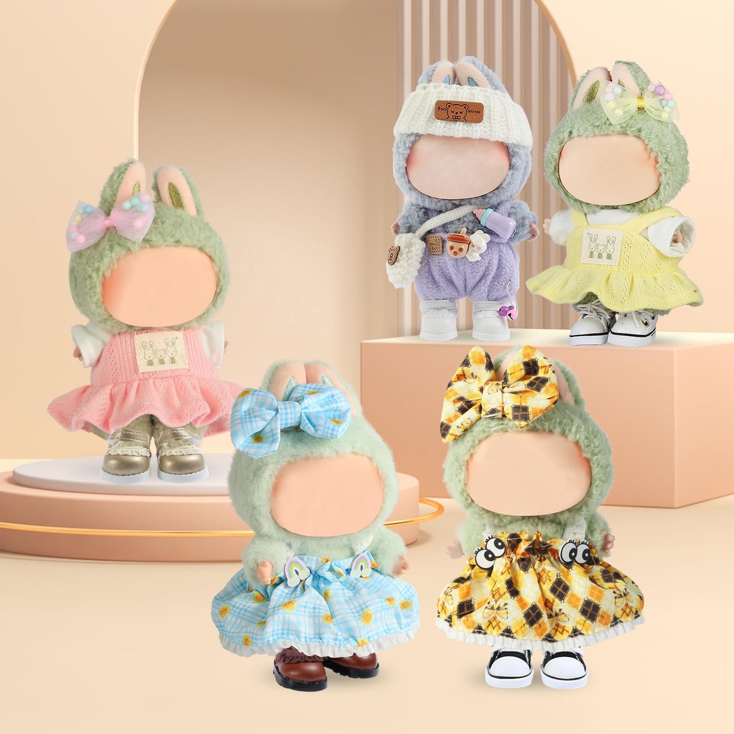 Ciunura Premium Doll Shoes for Lububu – White Canvas, Fits 4-7in Lububu Dolls