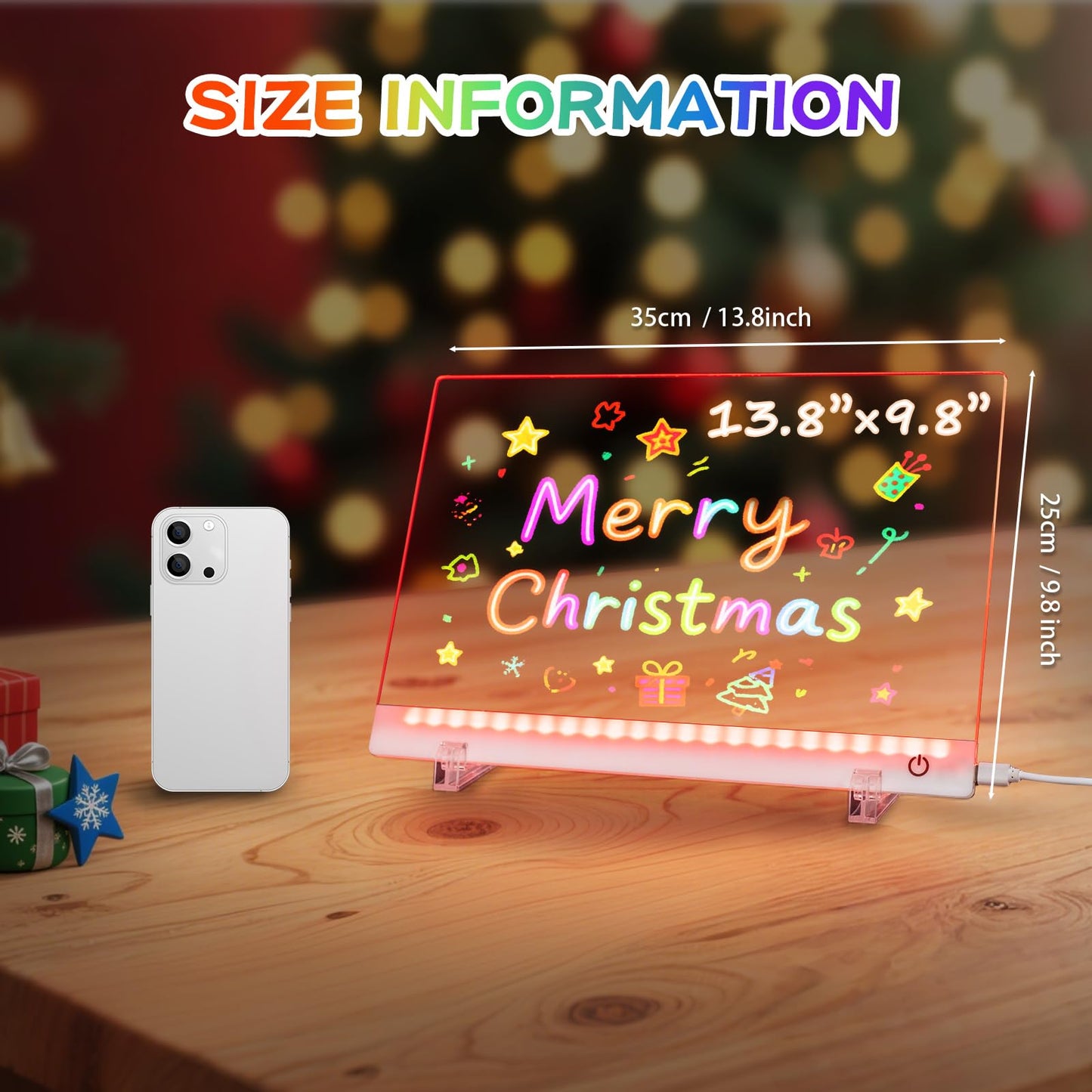 civan LED Drawing Board with Colors – 6 RGB Colors, 4 Modes, 7 Markers, Stand