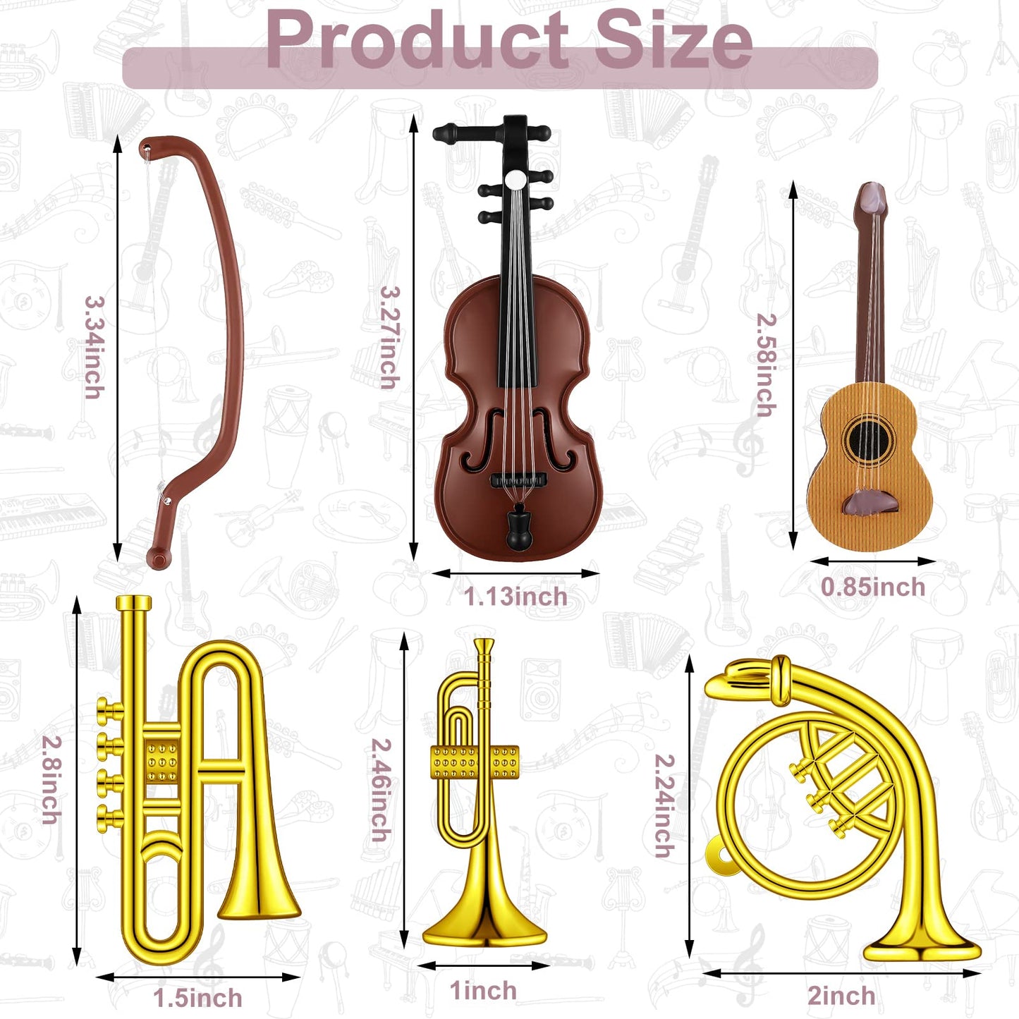 Civaner 24 Pcs Dollhouse Musical Instruments Set – Mini Piano, Violin, Guitar & More