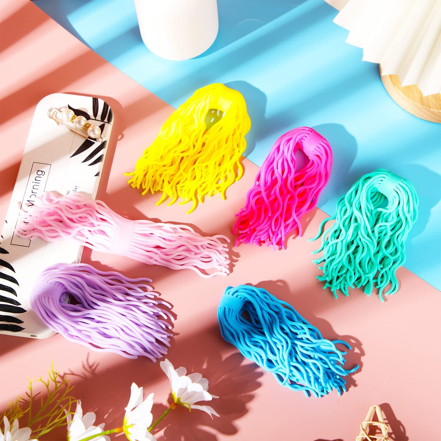 Civaner 6-Piece Multicolor Sensory Spaghetti Stretchy Toy Set – Fidget Strings for Focus and Calm