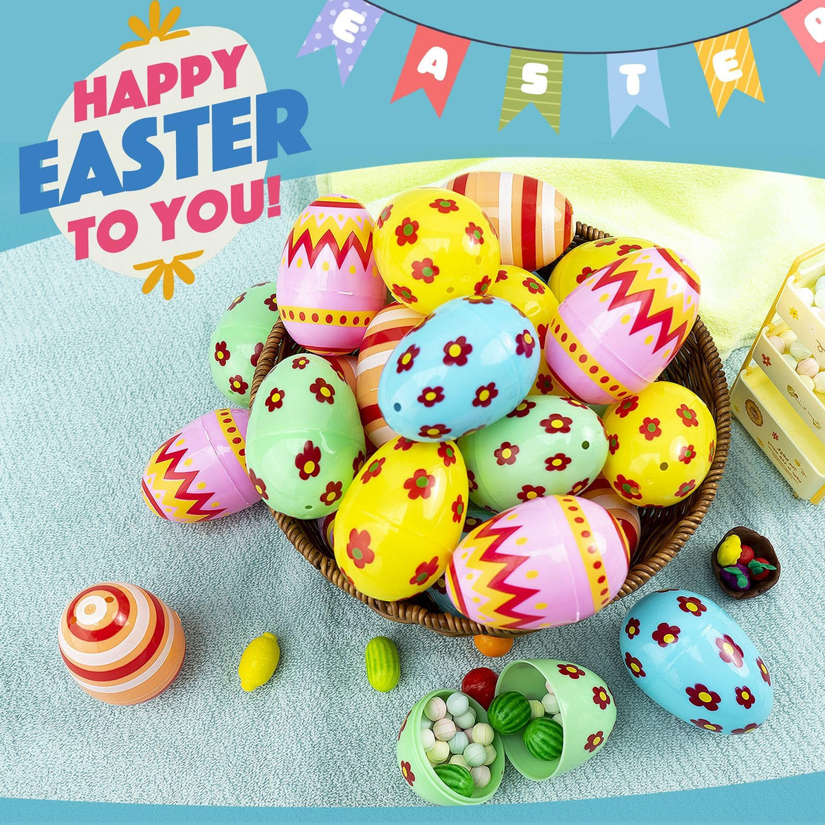 CJYGEGE 3-Inch Jumbo Easter Eggs – 30 Pack for Egg Hunts, Baskets & Party Favors