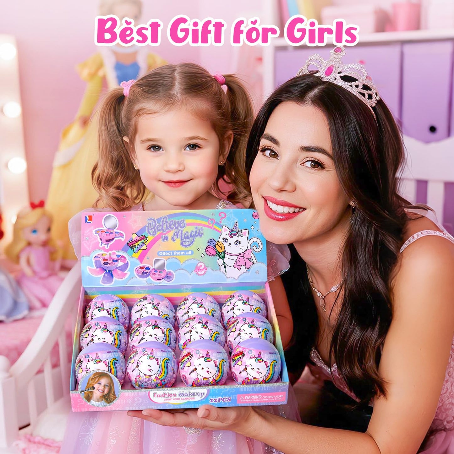 Cleboen 12-Pack Kids Makeup Blind Balls – Surprise Lip Gloss & Eyeshadow