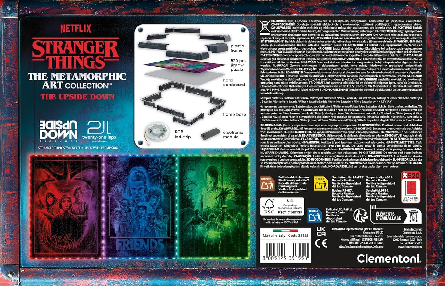 Clementoni Stranger Things Metamorphic Art with LED Light — 520-Piece Puzzle
