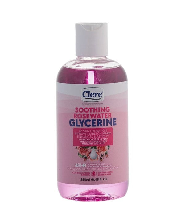 Clere Soothing Rosewater Glycerine Hydrating Care for All Skin Types 250 ml/8.5 oz