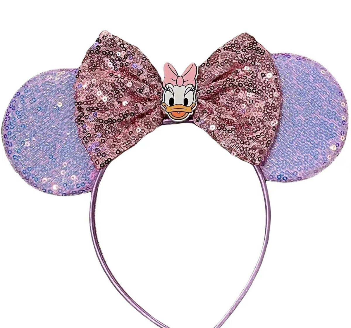 CLGIFT Princess Minnie Ears - Flower Minnie Ears & Purple Sparkle Mouse Ears (Daisy Duck)