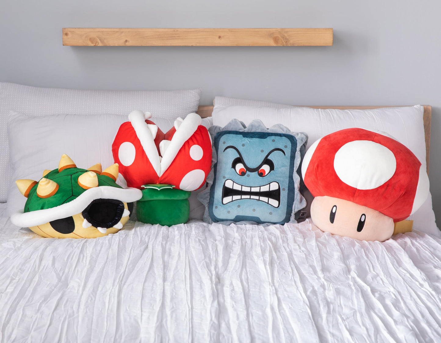 Club Mocchi Mocchi Thwomp Plush - 13-Inch Super Mario Squishy Plush Toy
