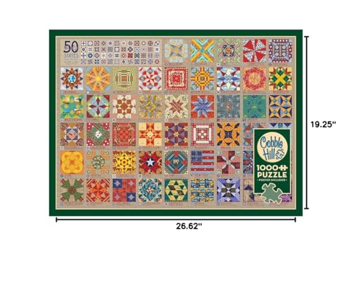 Cobble Hill 1000-Piece Puzzle - 50 States Quilt Blocks with Sample Poster Included