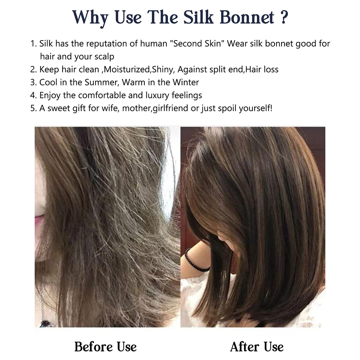 Cocheng Mulberry Silk Bonnet - Double-Sided Sleep Cap with Adjustable Ribbon, 19 Momme, Bean Pink