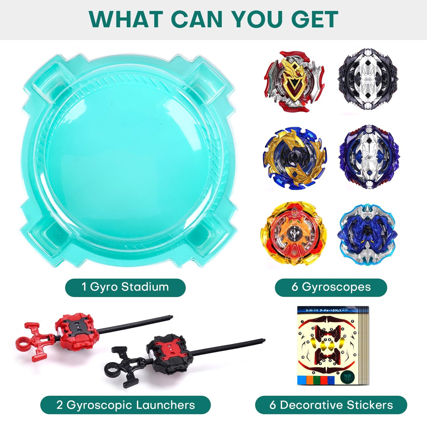 COCOFOX Battling Top Burst Toy Set – Complete Stadium, 6 Tops & 2 Launchers (Amazon Exclusive)