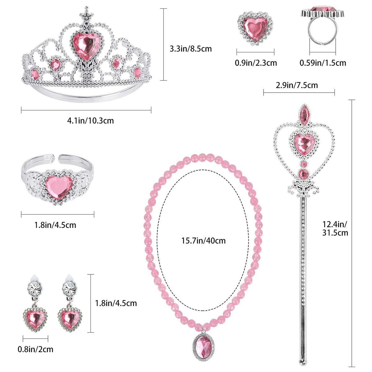 Cocojeci Princess Dress Up Accessories – 7-Piece Pink Gift Set for Girls