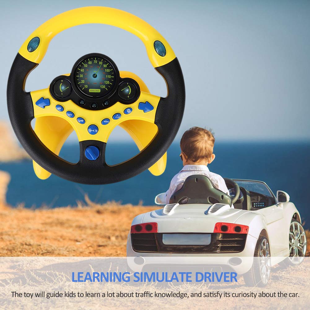 Coherny Simulated Driving Controller – Portable Steering Wheel Toy with Music for Kids