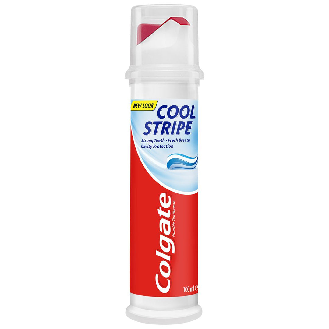 Colgate Cool Stripe Toothpaste Pump for Invigorating Freshness & Cavity Protection for Adults & Families 100ml/3.38 oz