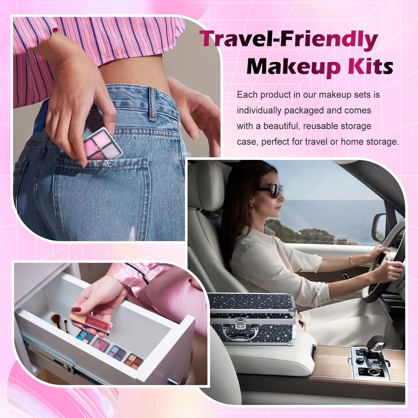 Color Nymph Teen Makeup Kit – All-in-One Beginner Set in Starry Black Train Case