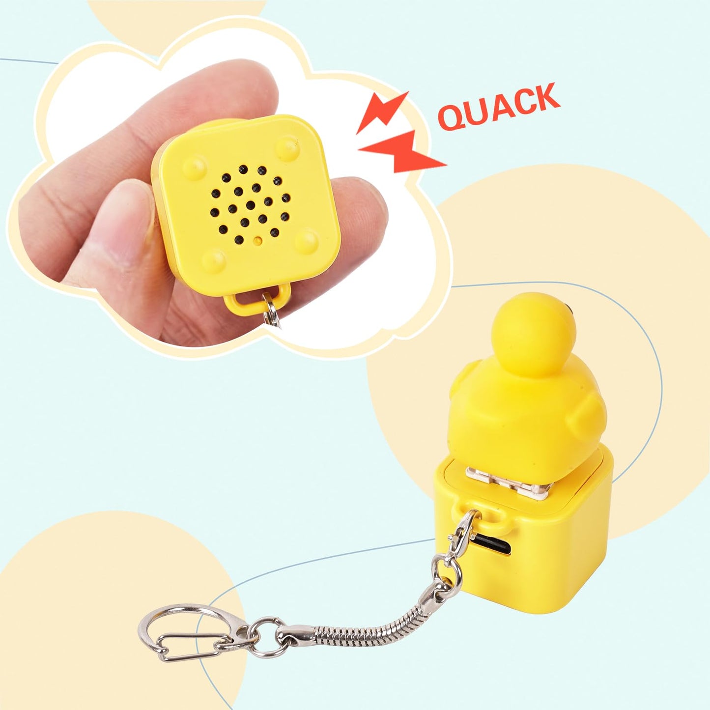 Duck Quacking Fidget Toy Keychain – Rechargeable Light-Up Stress Reliever (2-Pack)