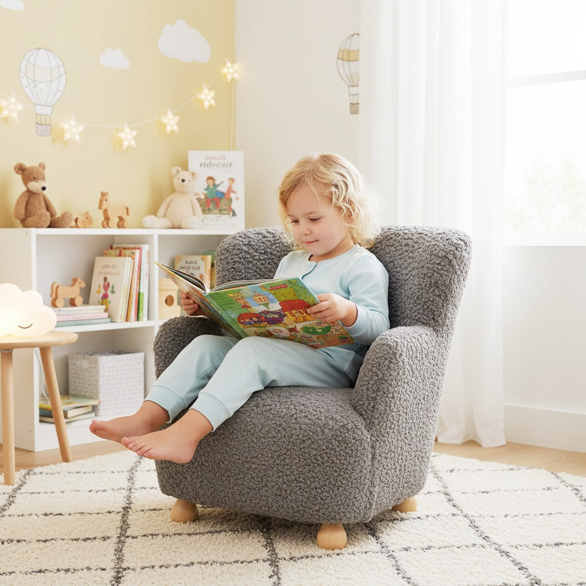 Comfy Toddler Armchair with Solid Rubber Wood Legs-Brown