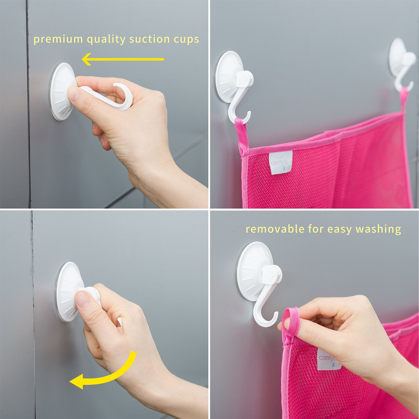 Comfylife 2 x Mesh Bath Toy Organizer with 6 Suction Hooks – Bath Toy Storage & Shower Caddy