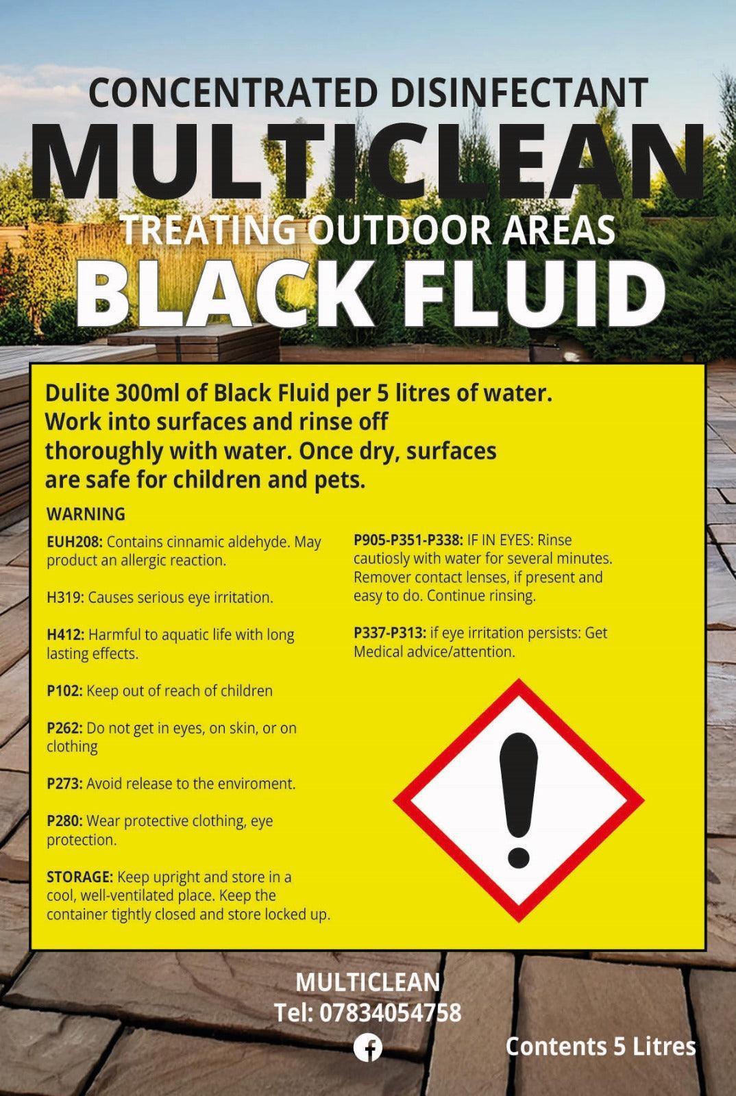 Concentrated Disinfectant Multiclean for Treating Outdoor Areas - Black Fluid 5 Litre