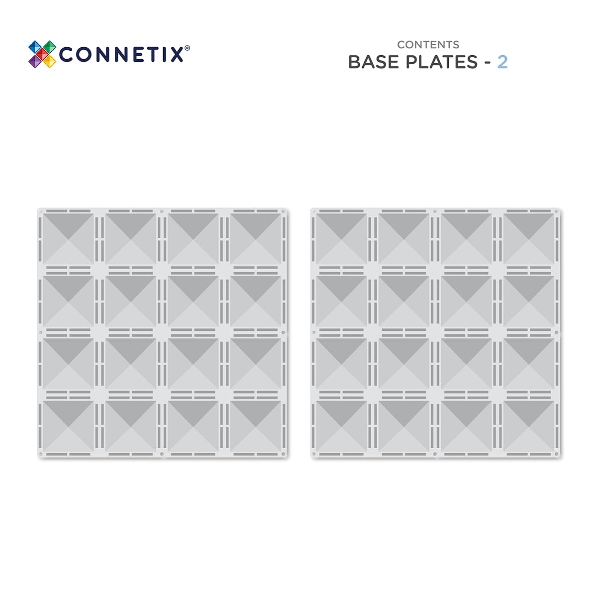 Connetix Magnetic Tiles Clear Base Plate Pack – 2 Pieces | Large 30cm x 30cm Base Plates for Open-Ended Magnetic Play