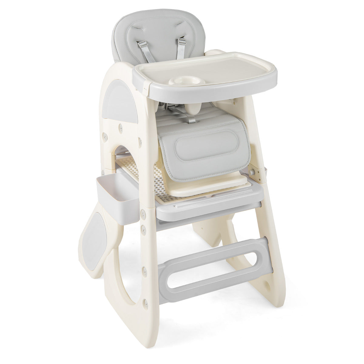 Convertible Baby High Chair with Double-layer Tray and Adjustable Backrest-Blue