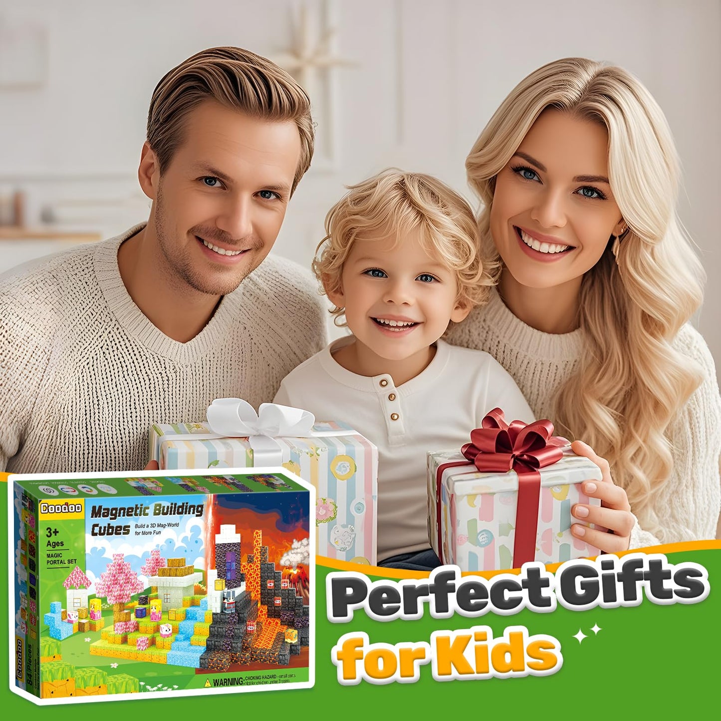 COODOO Magnetic Blocks - 84-Piece Build Mine Magnet World Portal Set | STEM & Creative Play For Kids
