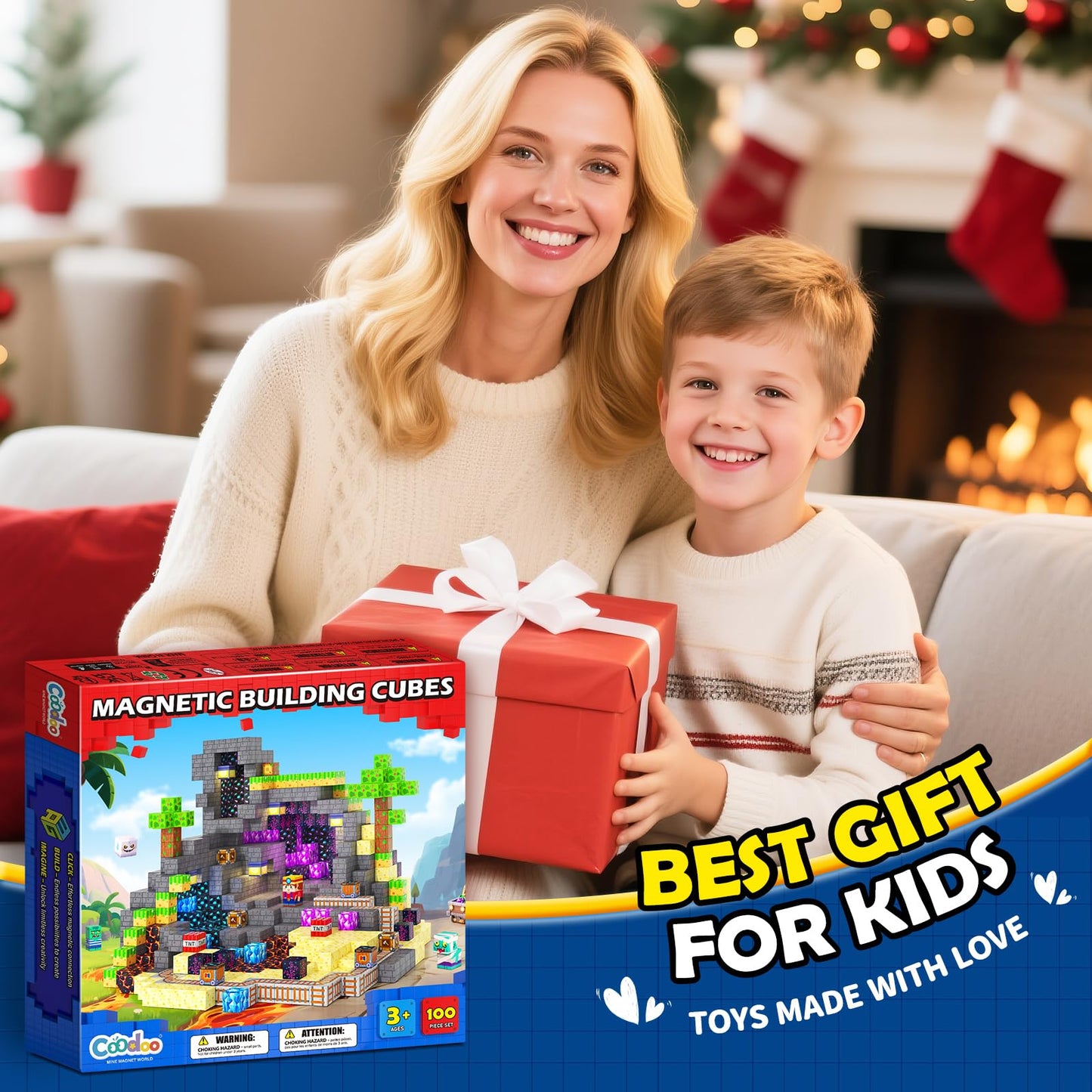 Coodoo Magnetic Blocks: Mine Magnet World STEM Building Tiles for Kids 3-8