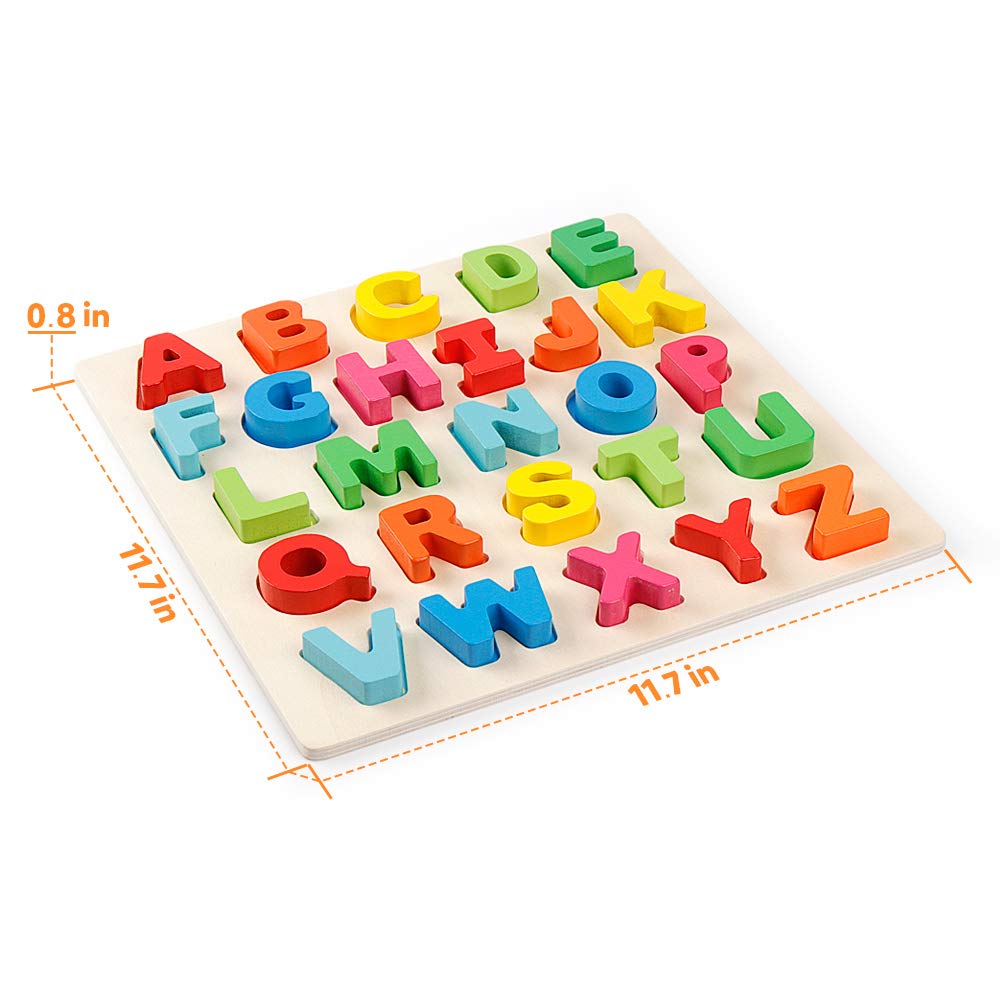 Coogam Wooden Alphabet Puzzle – ABC Letters Sorting Board for Montessori Learning