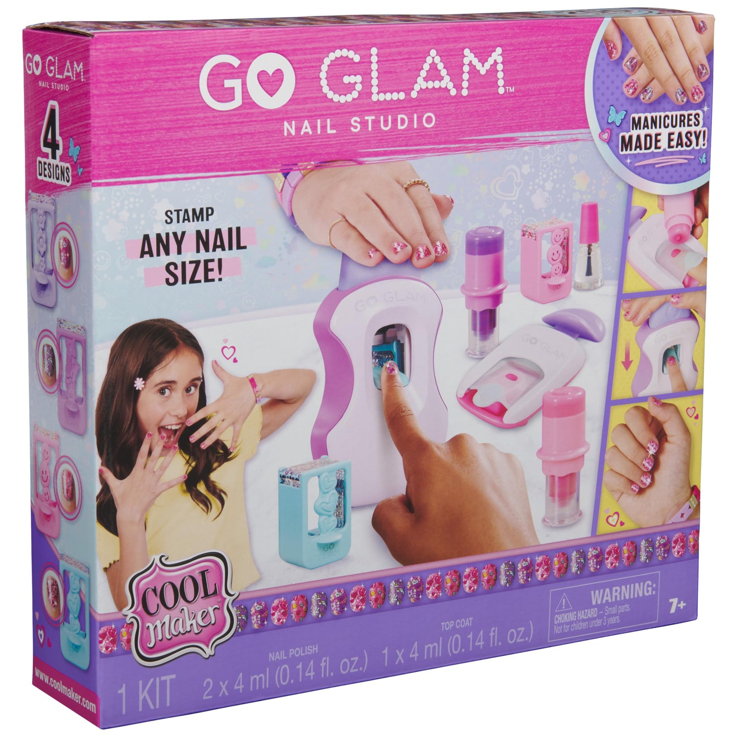 Cool Maker GO GLAM Studio Nail Kit – 200 Nails, 4 Designs, 2 Polish Applicators & Mask