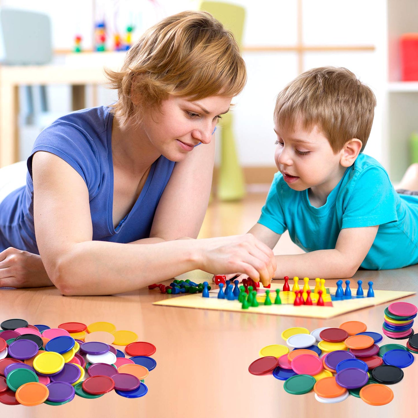 Coopay 300-Piece 10-Color Bingo Chips Bulk | 1-Inch Plastic Game Tokens for Math Practice
