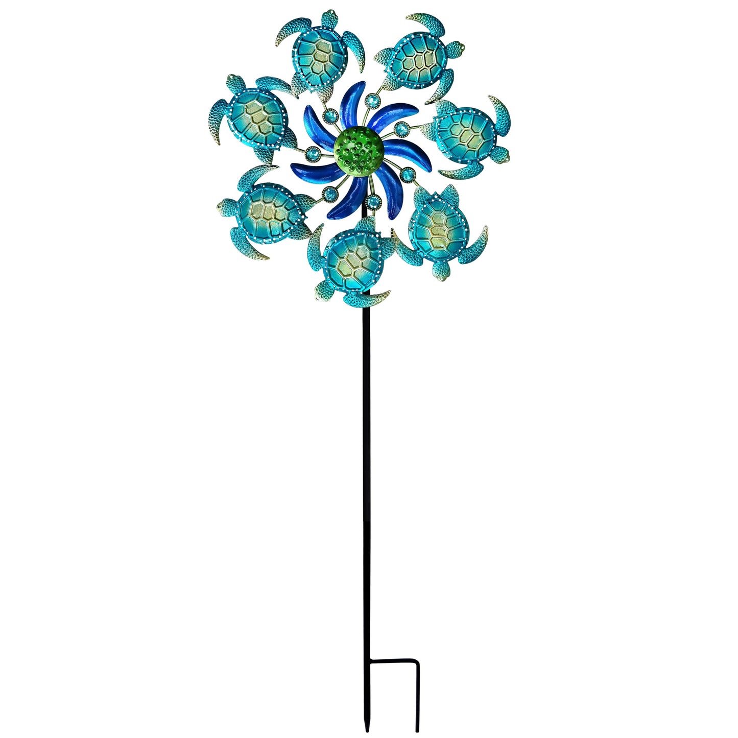 COOZZYHOUR 39-inch Sea Turtle Wind Spinner Stake – Metal Garden Decor for Patio, Lawn & Garden