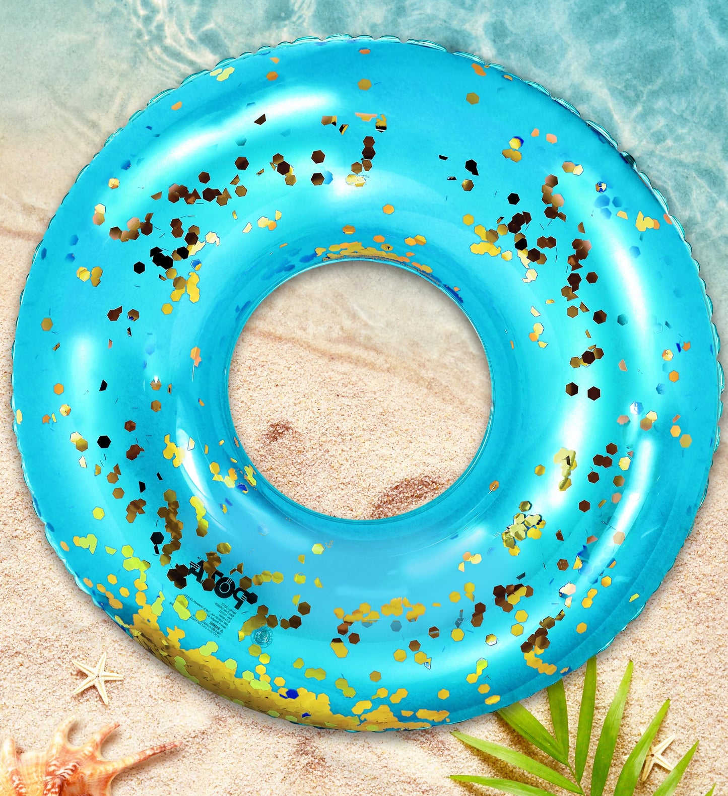 CoTa Global Giant Blue Pool Float Tube with Gold Confetti — 48 Inches