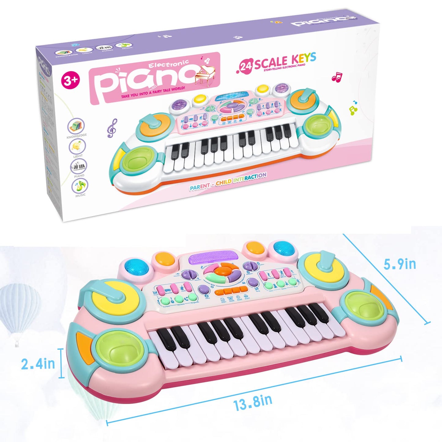 Cozybuy 24-Key Toddler Piano Toy – Multi-Function Baby Keyboard for 1-4 Years
