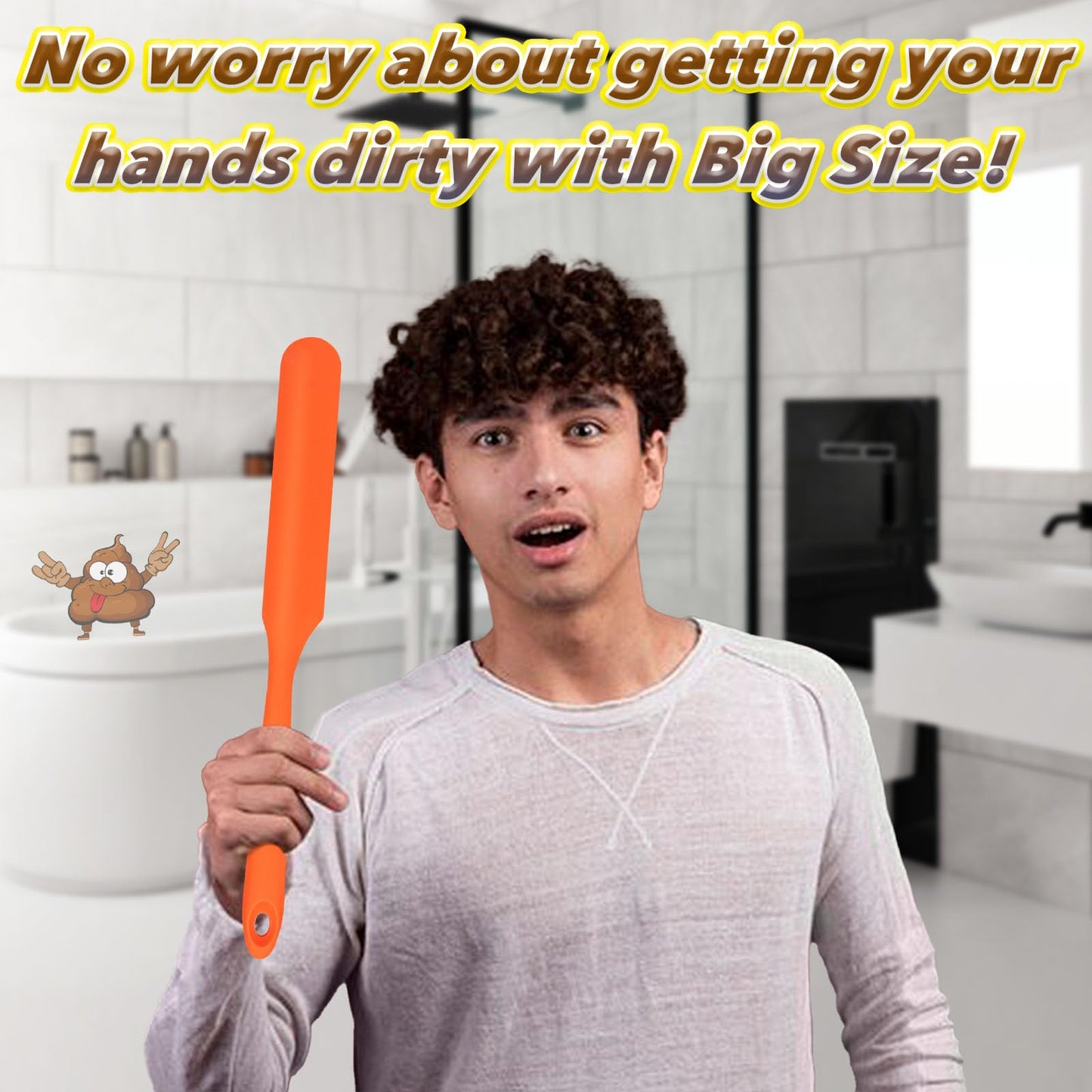 COZYMATE Big Size Poop Divider Knife 12.5in – Orange Toilet Accessory