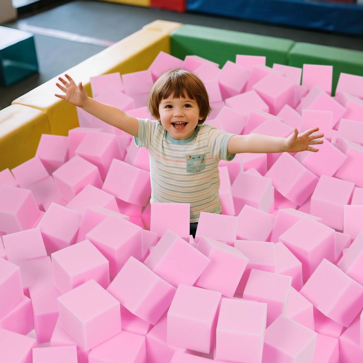 COZYTRAUM 48-Pack 5.12-Inch Pink Foam Cubes for Safe Indoor Play Pits, Trampolines & Gyms