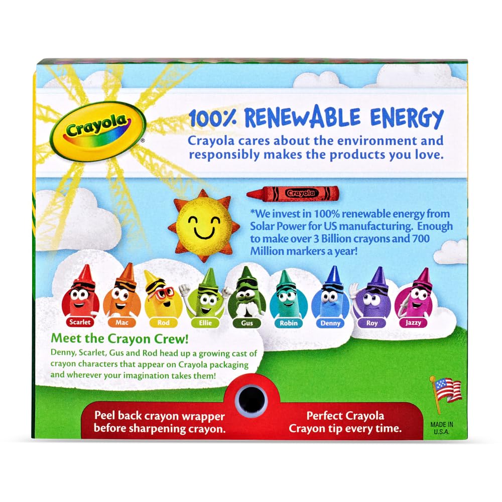 Crayola 64 Crayons Box - 64 Colors with Built-In Sharpener | Tuck Box
