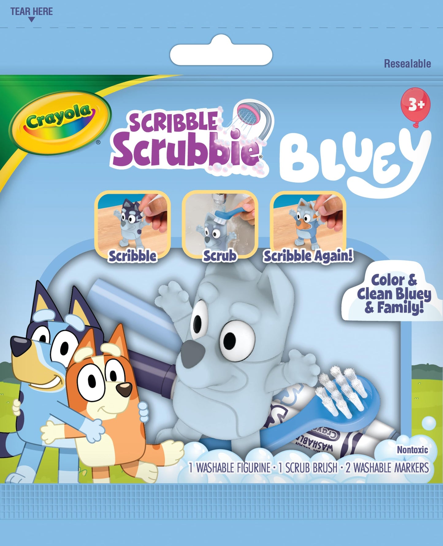 Crayola Bluey Scribble Scrubbies (1ct) – Colorable Bluey Toy for Toddlers