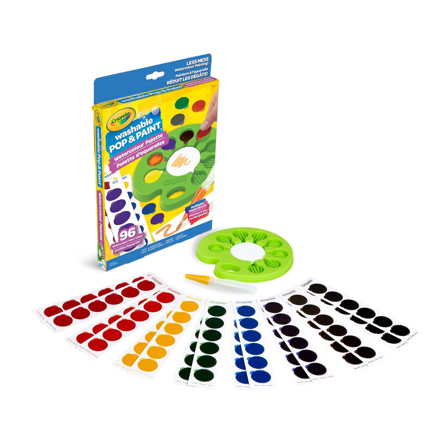 Crayola Washable Pop & Paint Watercolour Palette – Mess-Free 96-Chip Set