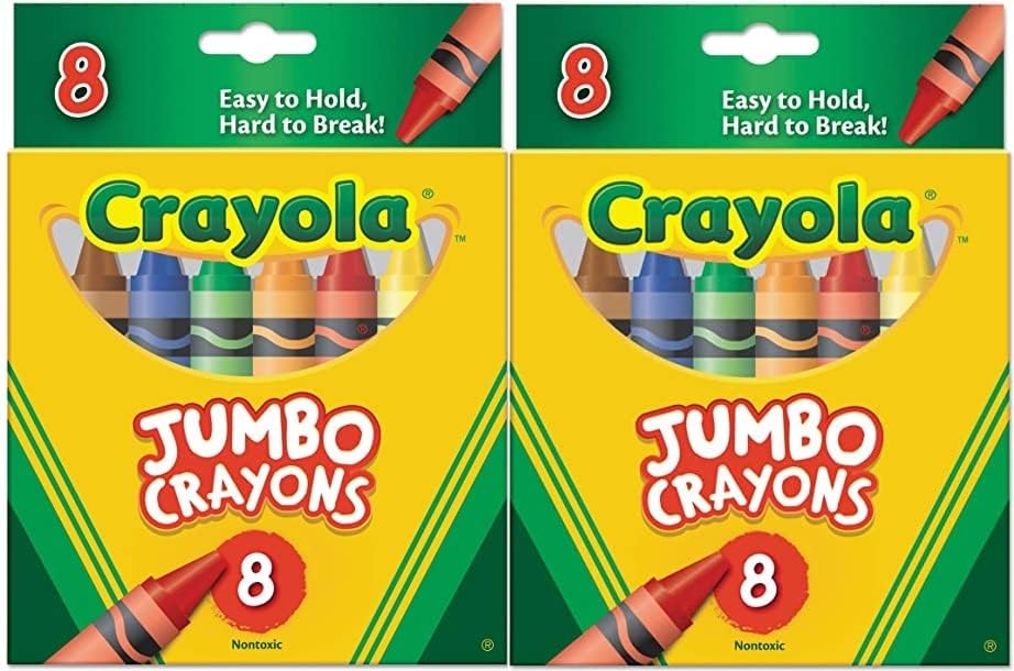 Crayola 52-0389 Jumbo Crayons, Pack of 2 – Large-Grip 8-Color Set