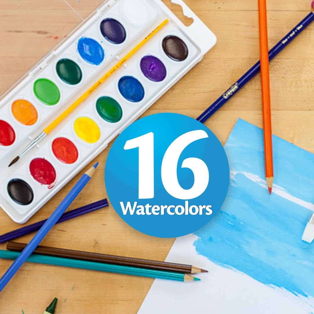 Crayola Watercolor Paint Set (16 Colors) – Washable, Kid-Friendly Art Supplies