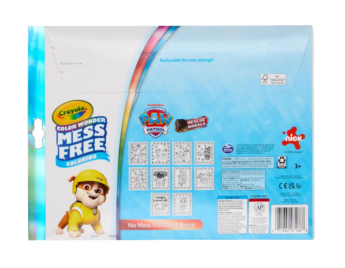 Crayola Color Wonder PAW Patrol Metallic Box Set – Mess-Free Coloring for Kids (3+)