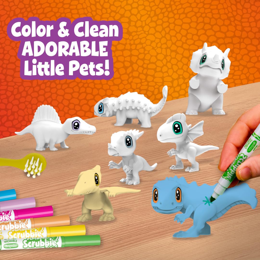 Crayola Scribble Scrubbie Pets Dinosaur Glow Combo Pack – Washable Dino Toys for Kids 3+
