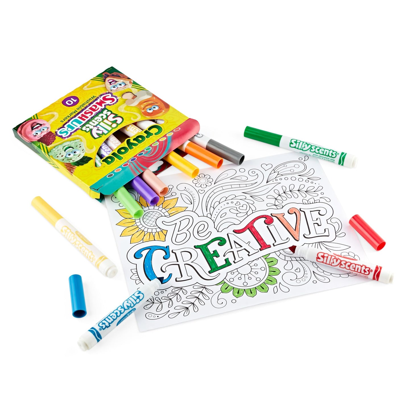 Crayola Silly Scents Slim Markers – Washable Scented Fine-Line Markers, Pack of 10 (Mint & Red)
