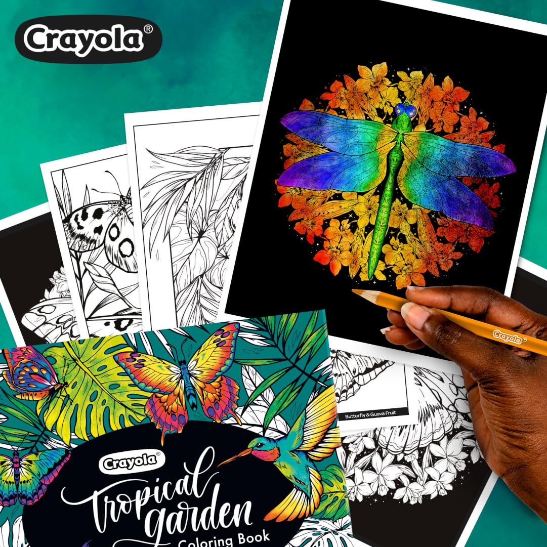 Crayola Tropical Garden Adult Coloring Book (40 Pages) – Relaxing Coloring for Teens & Adults
