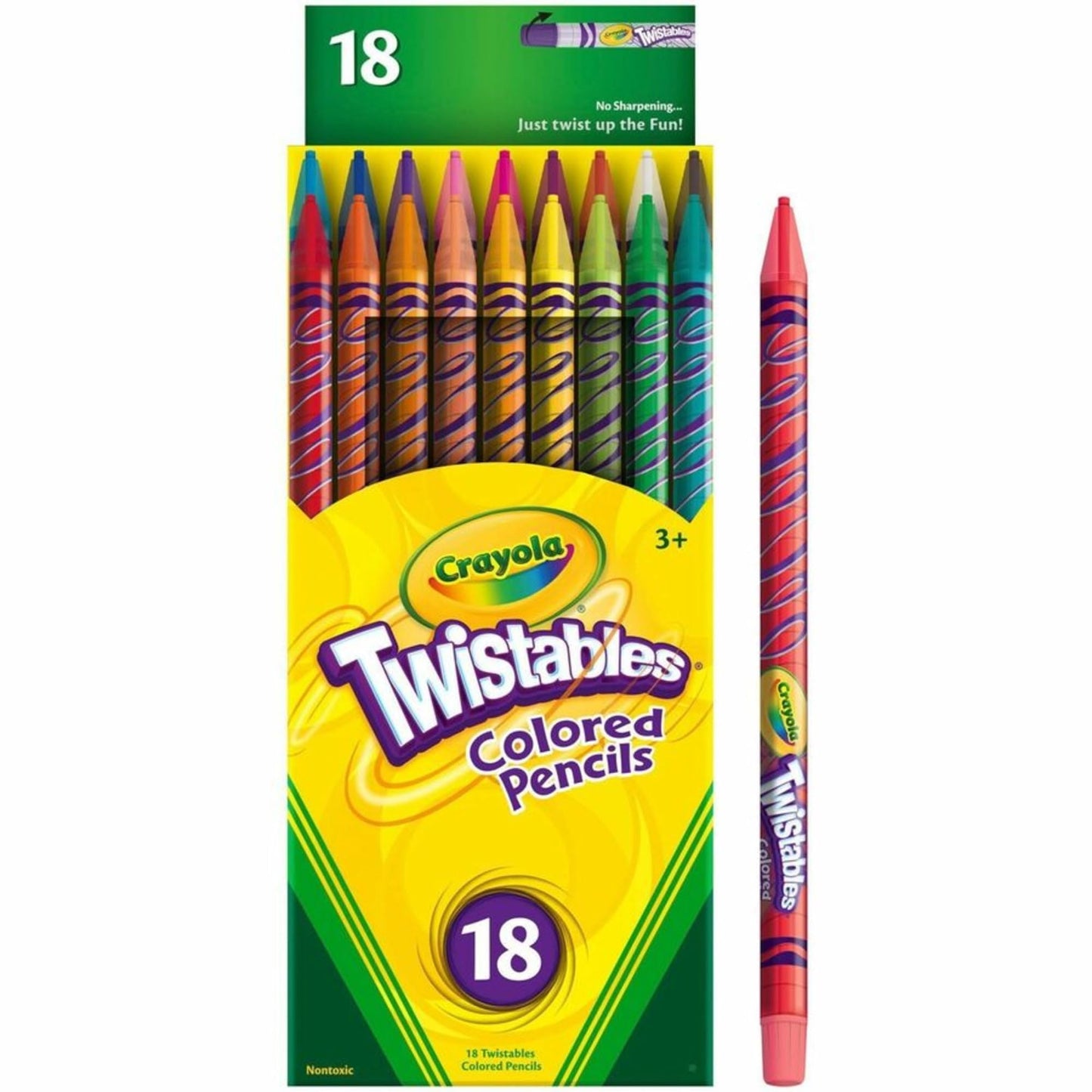 Crayola Twistables Colored Pencils – 18 Colors, No Sharpening, Twist to Create