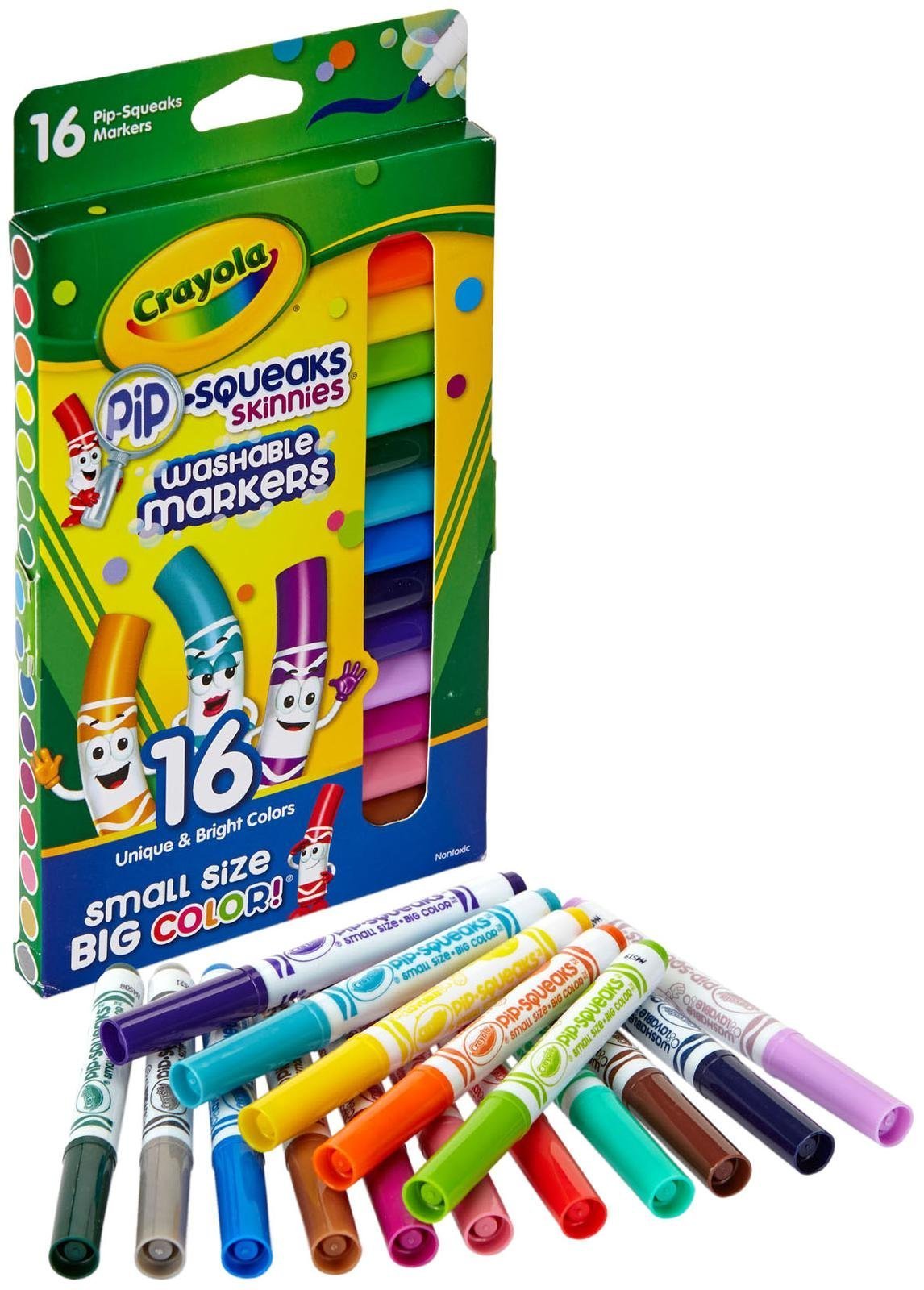 Crayola Washable Pip-Squeaks Skinnies Markers – 16-Count Pack (1-Pack)