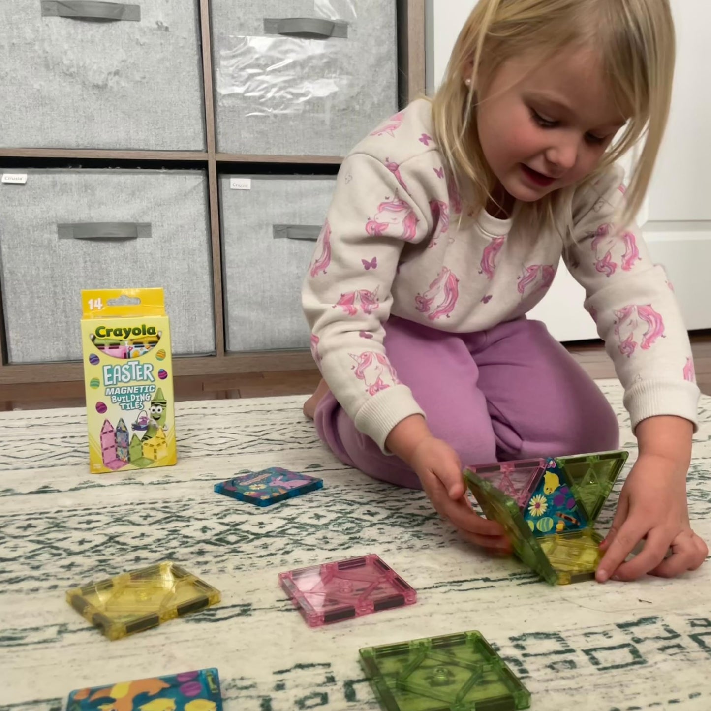 CreateOn Crayola Easter Magnetic Tile Set – 14-Piece STEM & Montessori Toys for Kids 3+