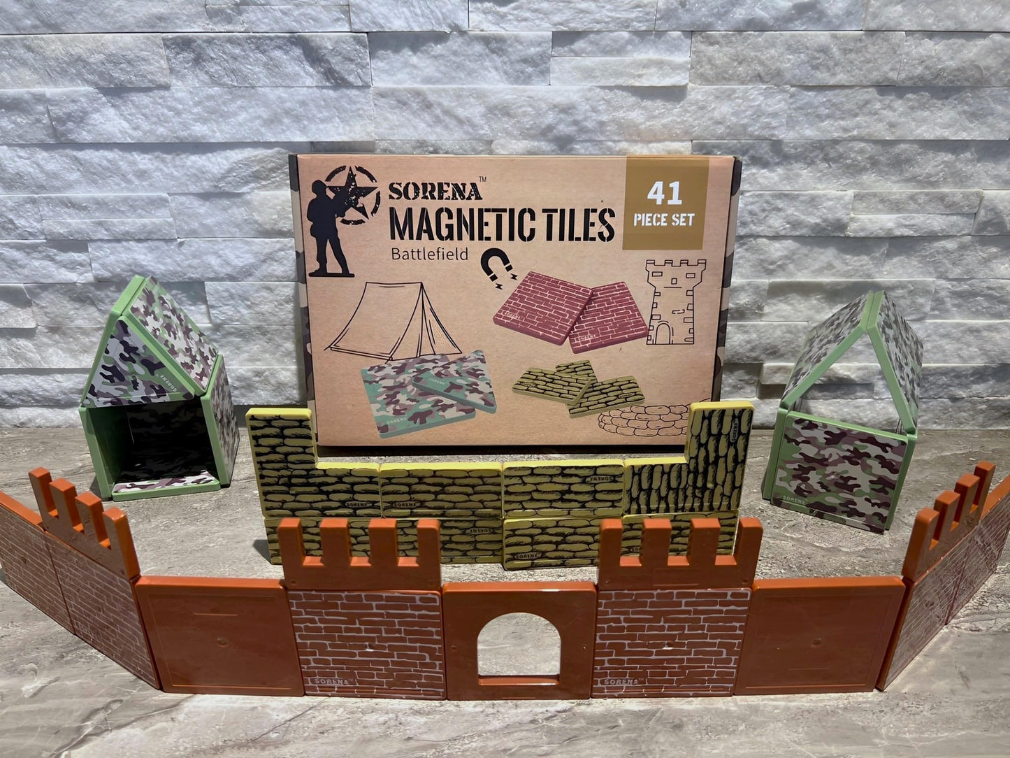 Creatiles Military Battle Base Magnetic Tiles – Army War STEM Toy
