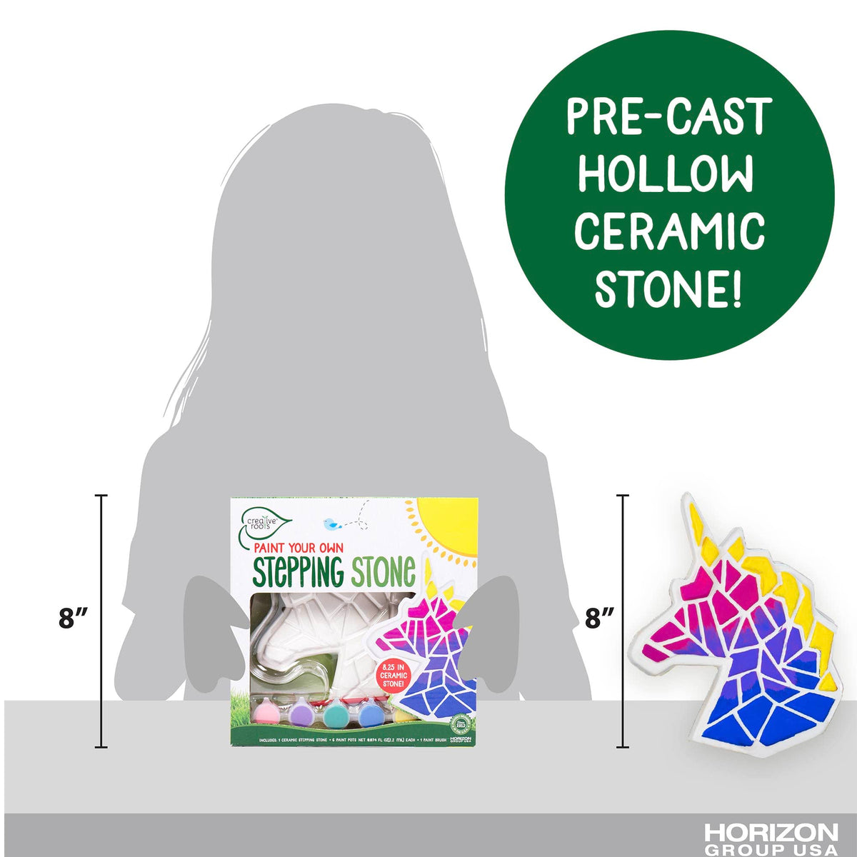 Creative Roots Mosaic Unicorn Stepping Stone Kit – 7-In Ceramic Stone & 6 Paints