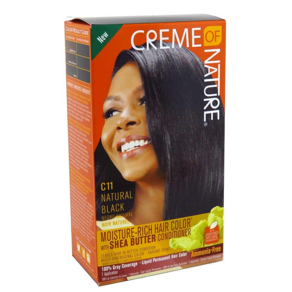 Creme of Nature Moisture Rich Hair Color Kit - For Long-Lasting, Radiant Permanent Colour & 100% Grey Coverage