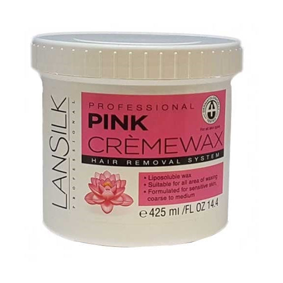 Lansilk Pink Creme Wax | Gentle, Smooth Hair Removal for Sensitive Skin | Professional & Home Use | 425ml / 14.37 oz