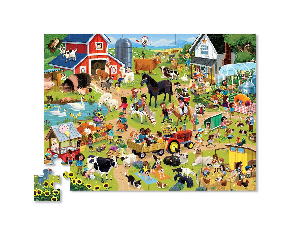 Crocodile Creek Day at The Farm 48-Piece Floor Puzzle – Eco-Friendly & Storage Box